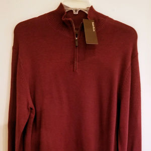 Perry Ellis Quarter-Zip Mock Neck French Ribbed Pu